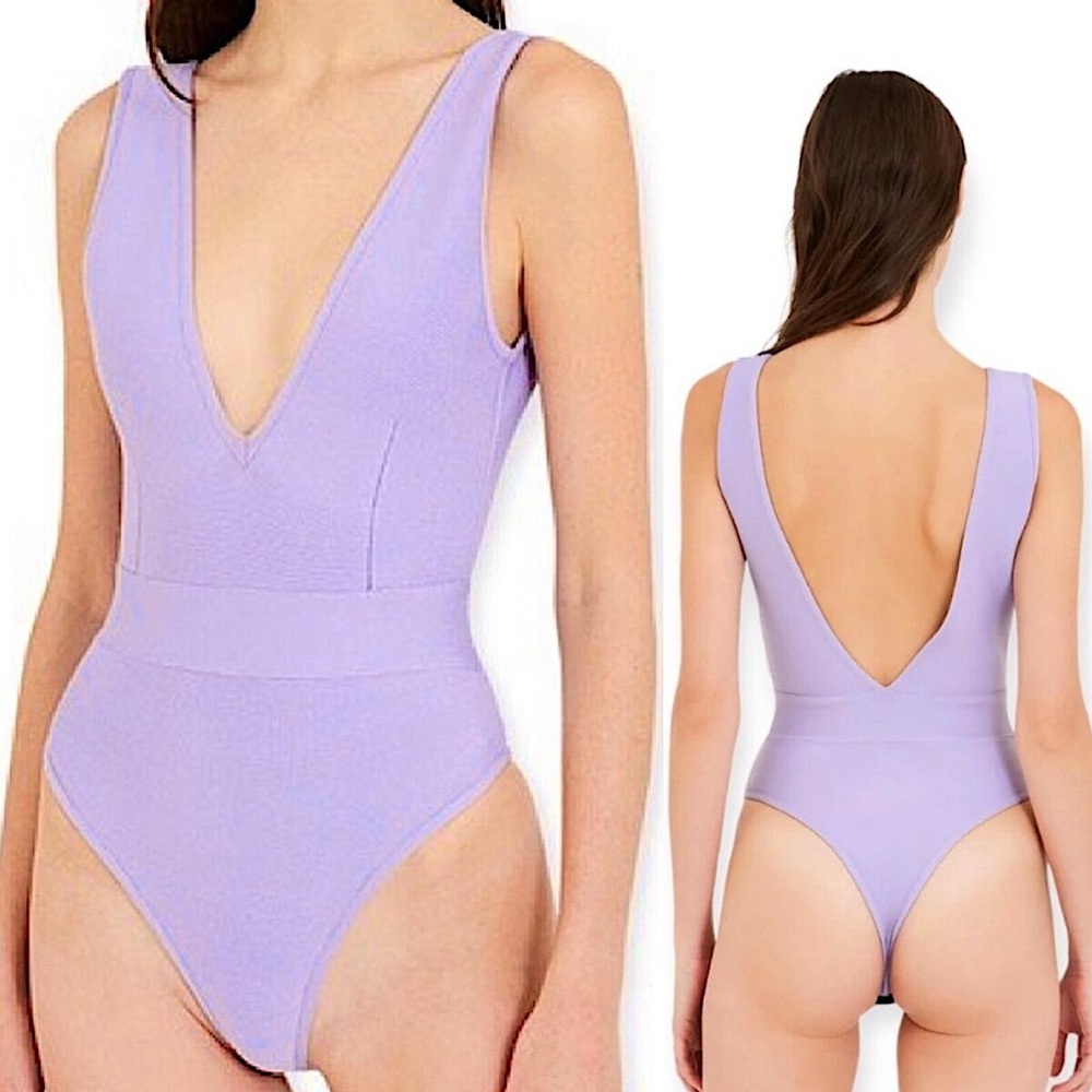 Herve Leger Plunge Knit Bodysuit